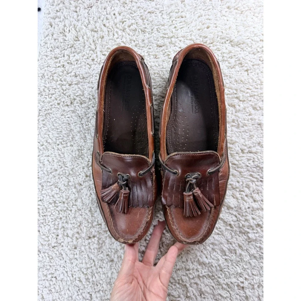 G.H. Bass Boat Shoes Mens 10.5 Brown Leather Tassel Kiltie Loafers Moccasin